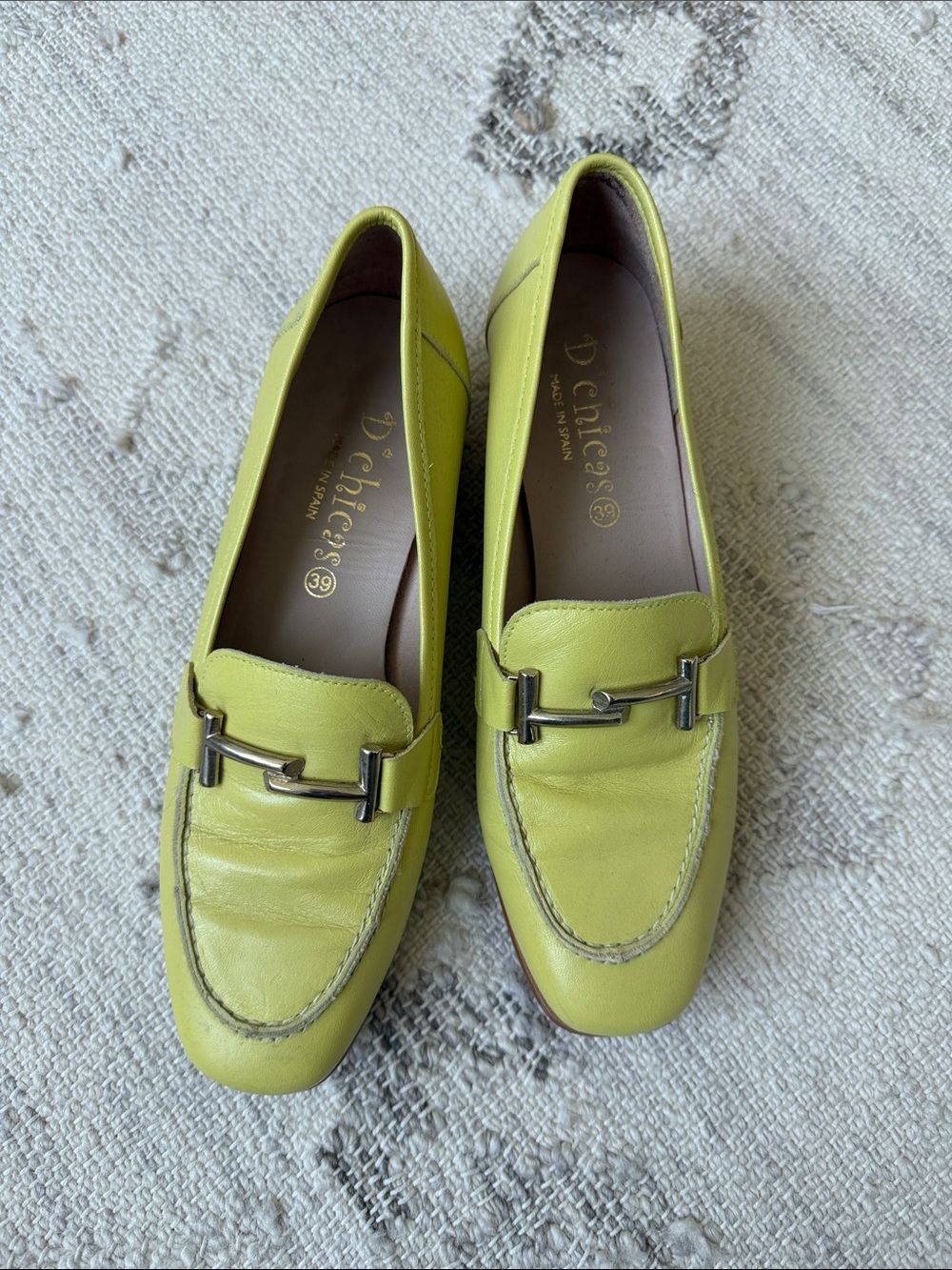 Lime Green Leather Bit Loafers